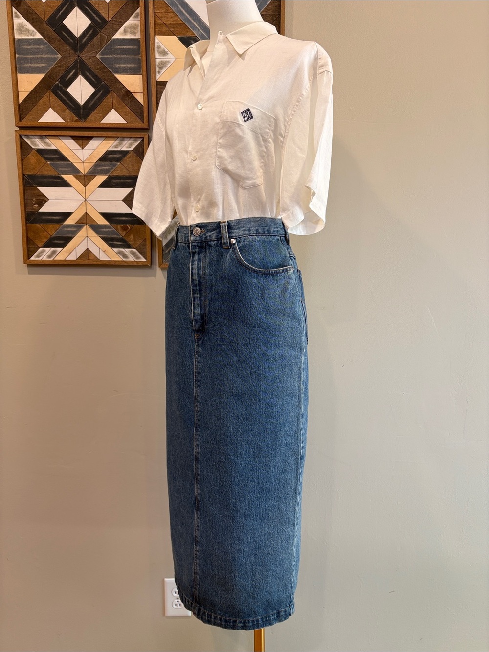 Vintage Ralph Lauren Country 90s Long Denim Blue Jean Skirt size 8 - Picture 4 of 14